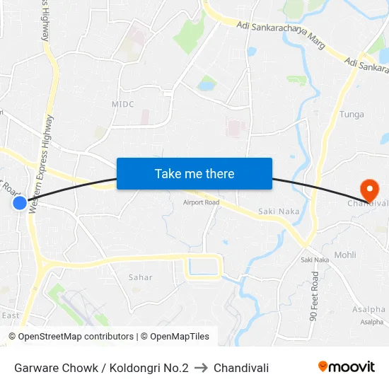 Garware Chowk / Koldongri No.2 to Chandivali map