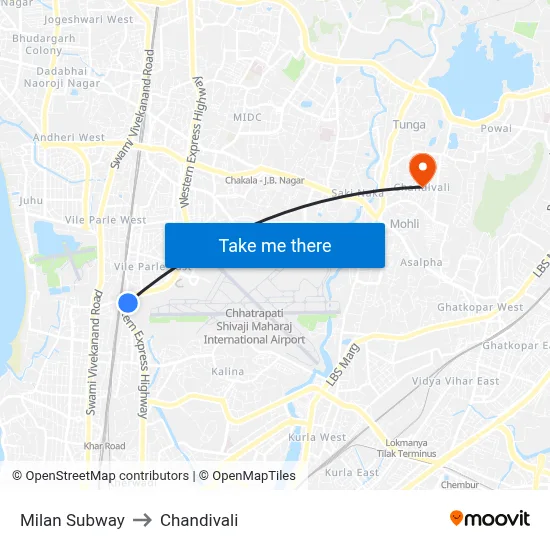 Milan Subway to Chandivali map