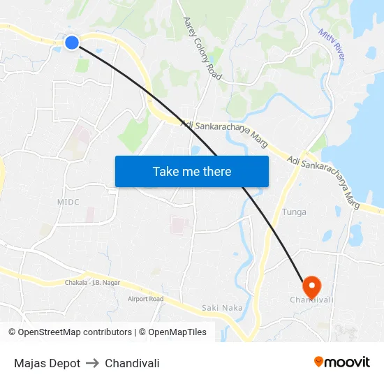 Majas Depot to Chandivali map