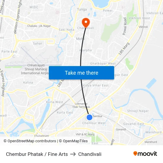 Chembur Phatak / Fine Arts to Chandivali map