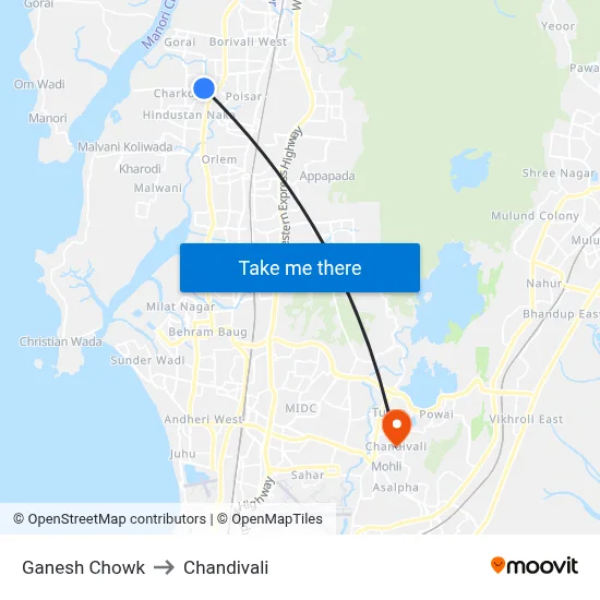 Ganesh Chowk to Chandivali map
