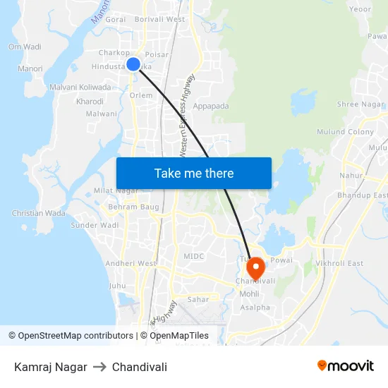 Kamraj Nagar to Chandivali map