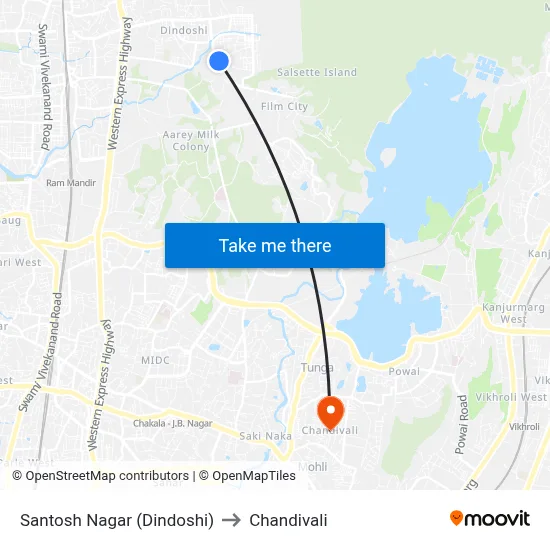 Santosh Nagar (Dindoshi) to Chandivali map