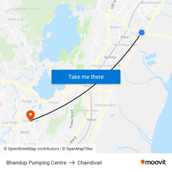 Bhandup Pumping Centre to Chandivali map