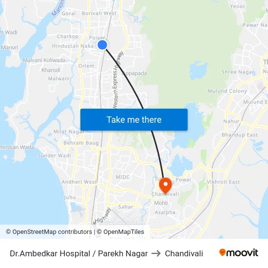Dr.Ambedkar Hospital / Parekh Nagar to Chandivali map