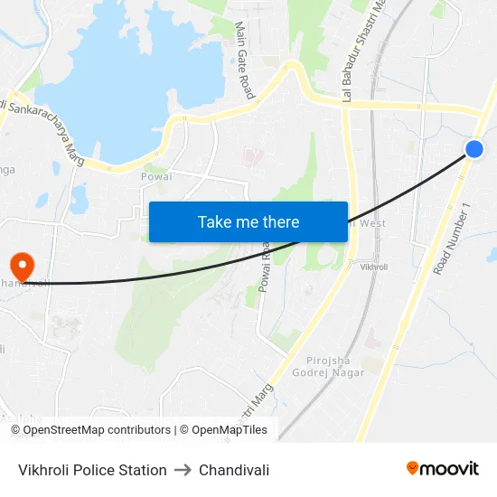 Vikhroli Police Station to Chandivali map