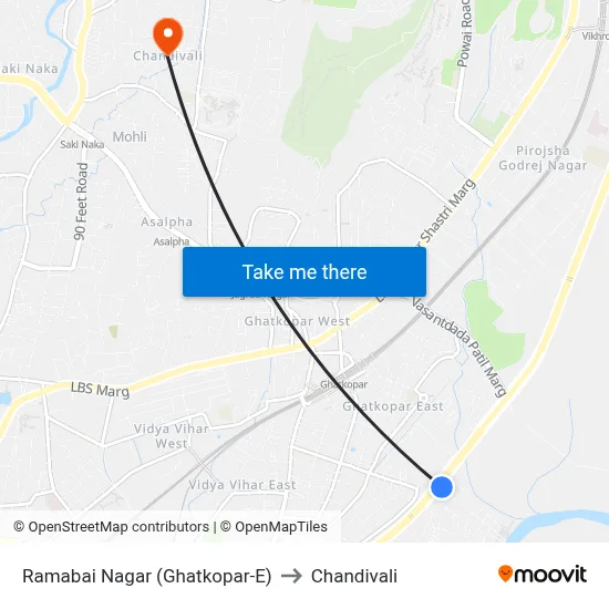 Ramabai Nagar (Ghatkopar-E) to Chandivali map