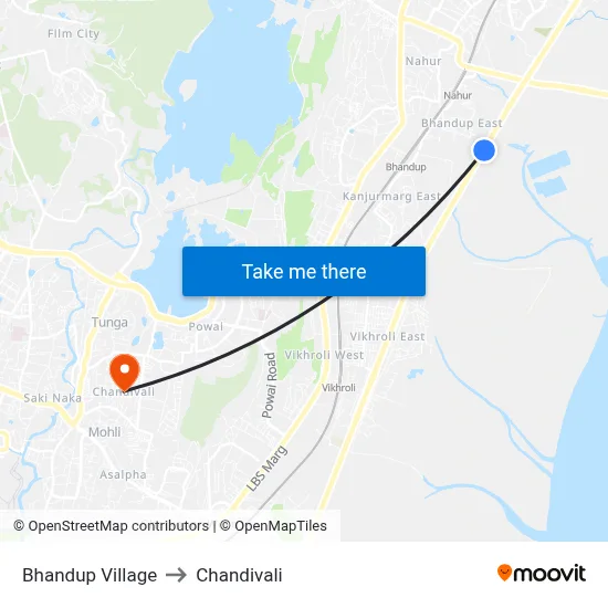 Bhandup Village to Chandivali map