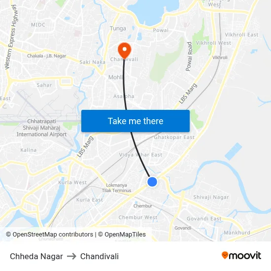 Chheda Nagar to Chandivali map