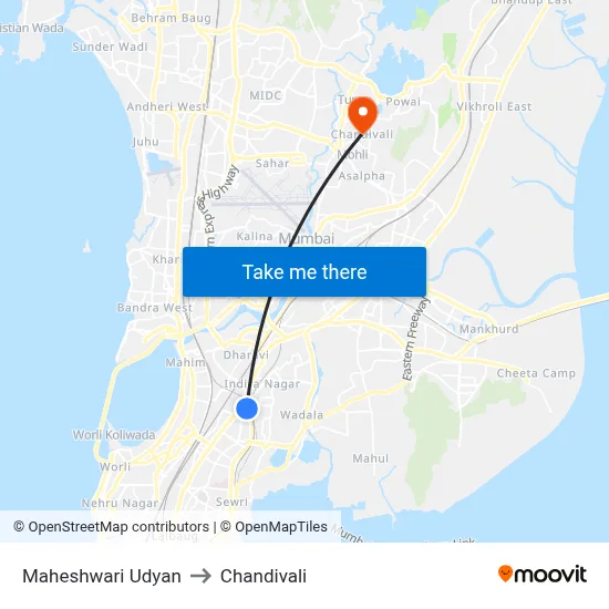 Maheshwari Udyan to Chandivali map
