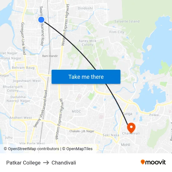 Patkar College to Chandivali map