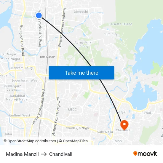 Madina Manzil to Chandivali map