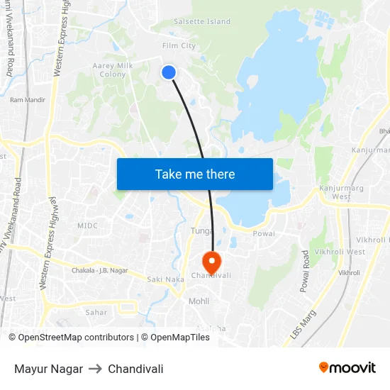 Mayur Nagar to Chandivali map