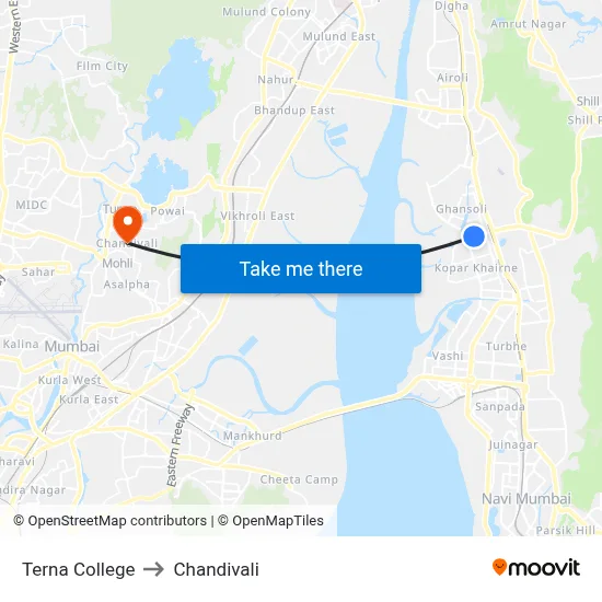 Terna College to Chandivali map