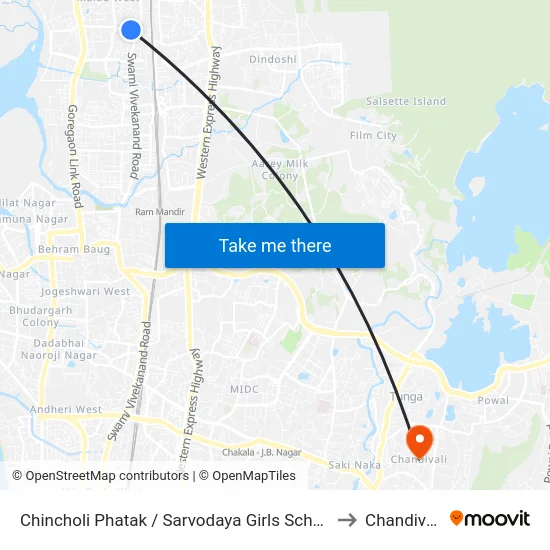 Chincholi Phatak / Sarvodaya Girls School to Chandivali map