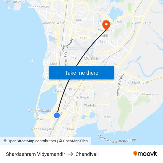 Shardashram Vidyamandir to Chandivali map