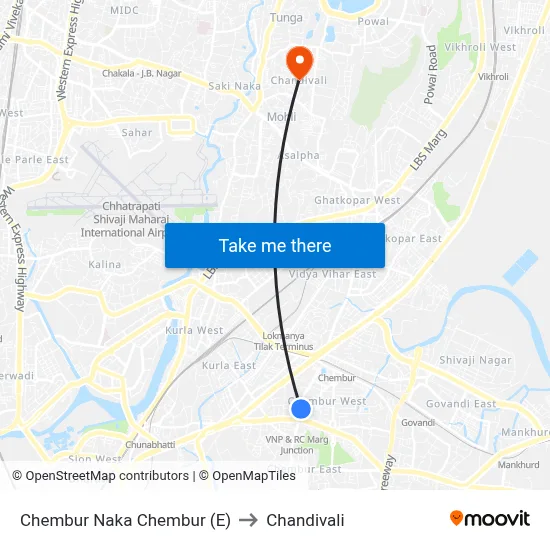 Chembur Naka Chembur (E) to Chandivali map