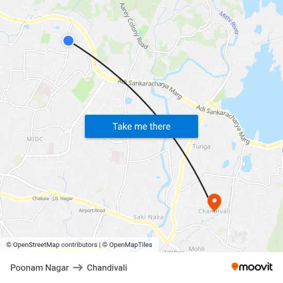 Poonam Nagar to Chandivali map