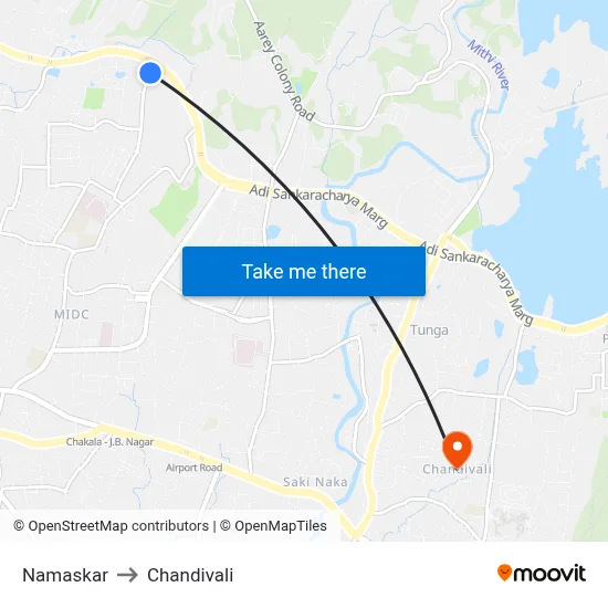 Namaskar to Chandivali map