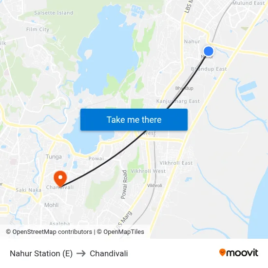 Nahur Station (E) to Chandivali map