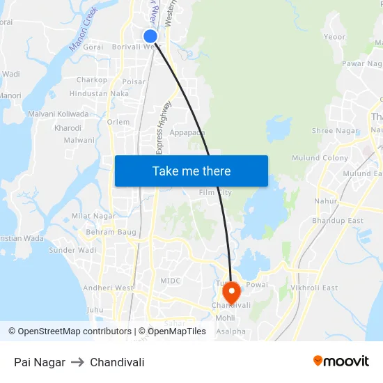 Pai Nagar to Chandivali map