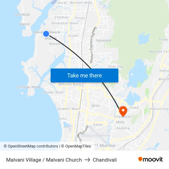 Malvani Village / Malvani Church to Chandivali map