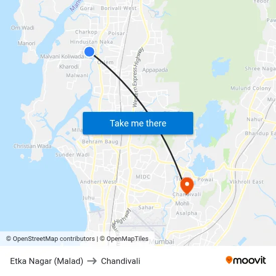 Etka Nagar (Malad) to Chandivali map