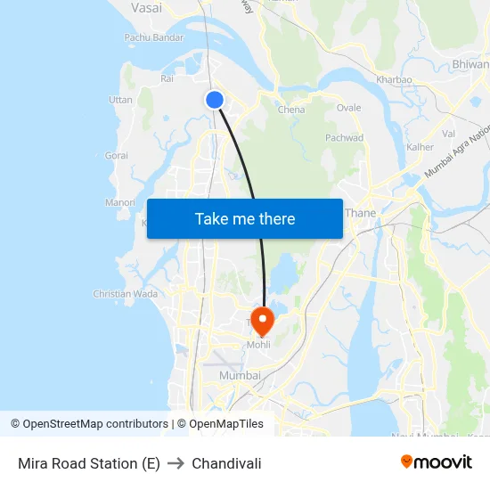 Mira Road Station (E) to Chandivali map