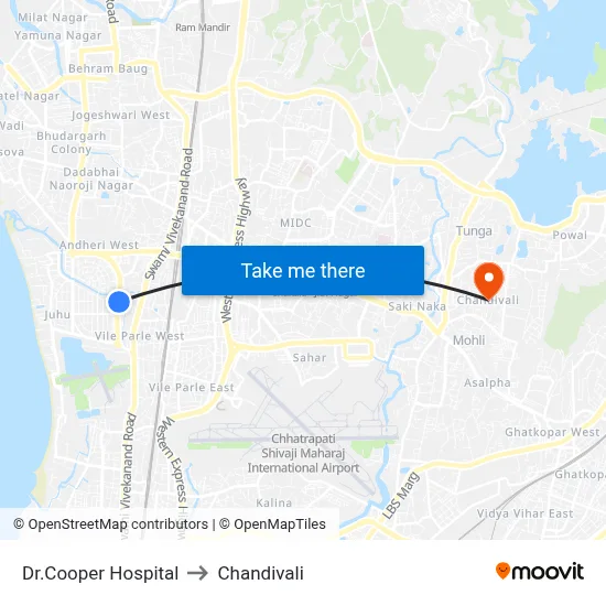 Dr.Cooper Hospital to Chandivali map