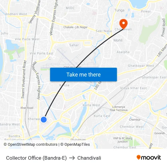Collector Office (Bandra-E) to Chandivali map