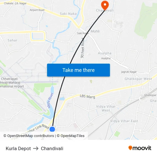 Kurla Depot to Chandivali map