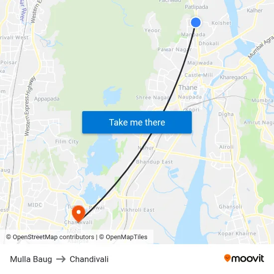 Mulla Baug to Chandivali map