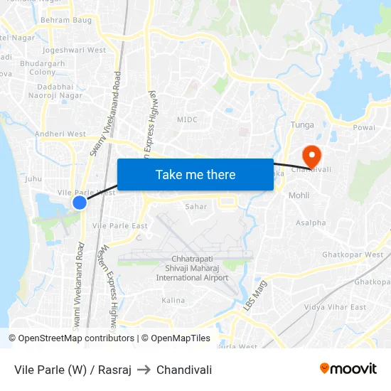 Vile Parle (W) / Rasraj to Chandivali map