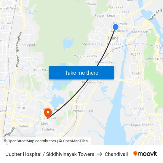 Jupiter Hospital / Siddhivinayak Towers to Chandivali map