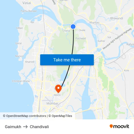 Gaimukh to Chandivali map