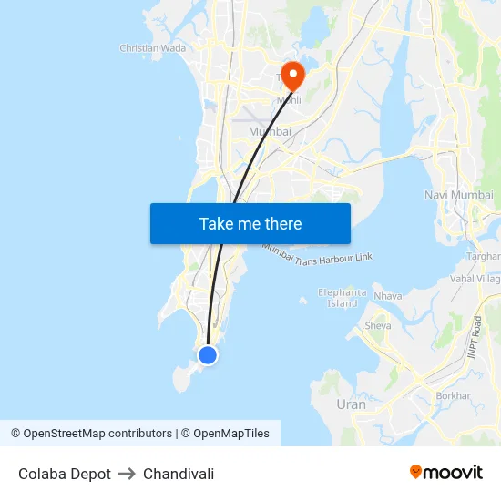 Colaba Depot to Chandivali map