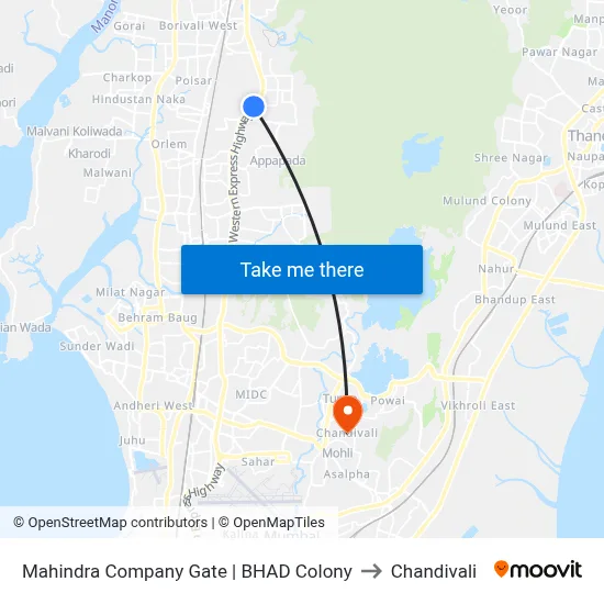 Mahindra Company Gate | BHAD Colony to Chandivali map