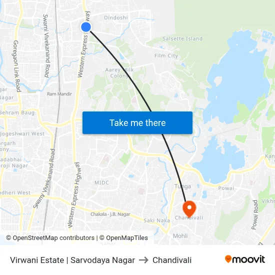 Virwani Estate | Sarvodaya Nagar to Chandivali map