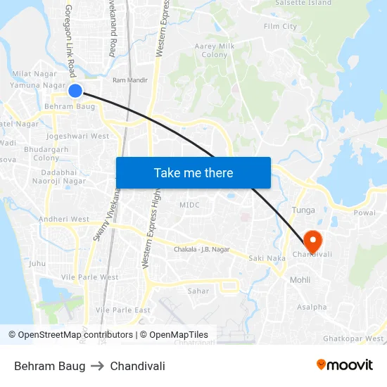 Behram Baug to Chandivali map