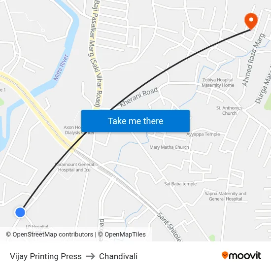 Vijay Printing Press to Chandivali map