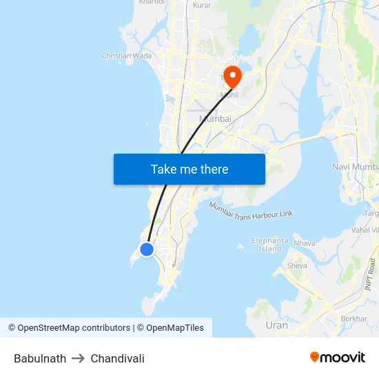 Babulnath to Chandivali map