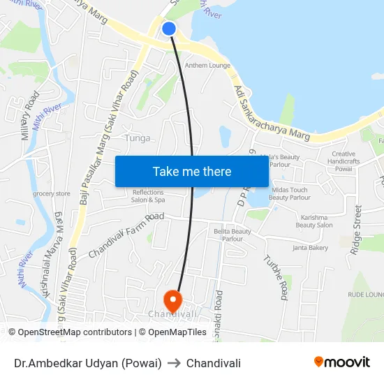 Dr.Ambedkar Udyan (Powai) to Chandivali map