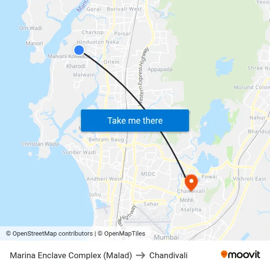 Marina Enclave Complex (Malad) to Chandivali map