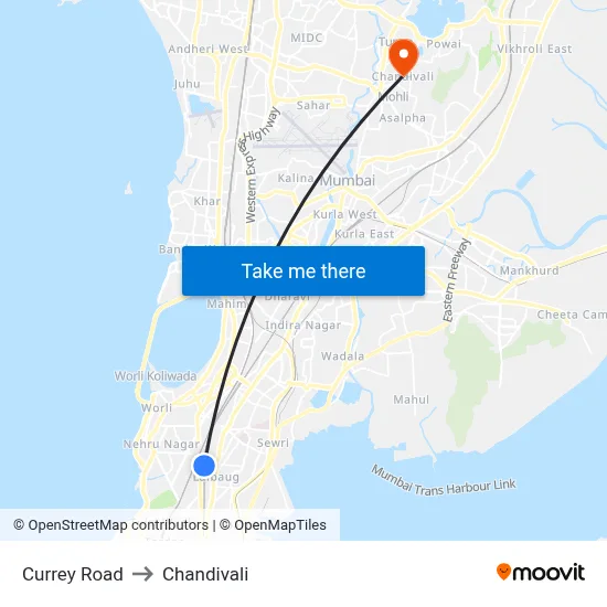 Currey Road to Chandivali map