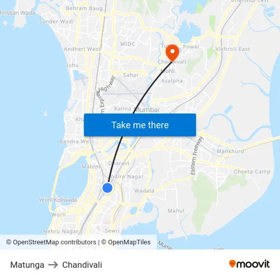Matunga to Chandivali map