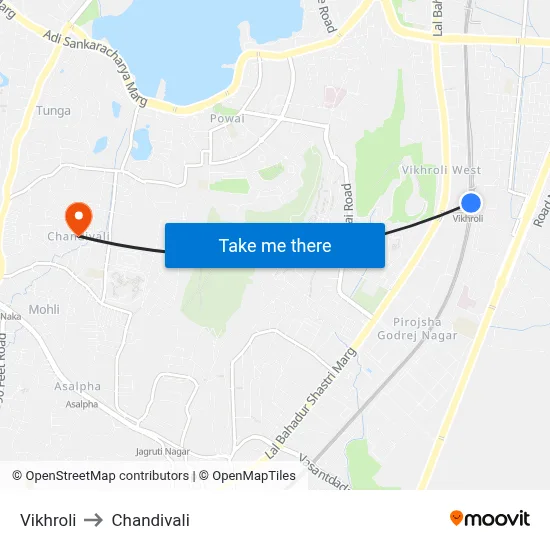 Vikhroli to Chandivali map
