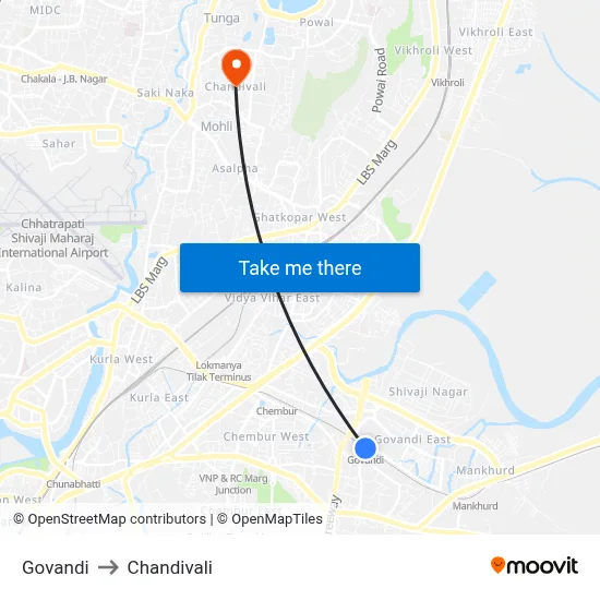 Govandi to Chandivali map