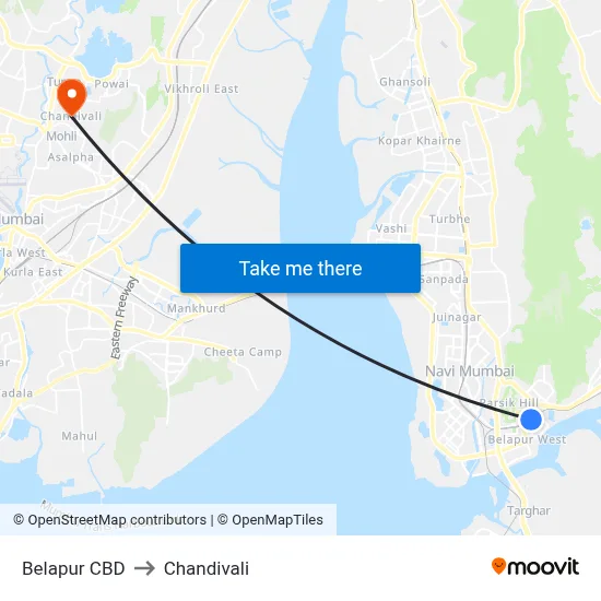 Belapur CBD to Chandivali map