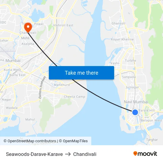 Seawoods-Darave-Karave to Chandivali map