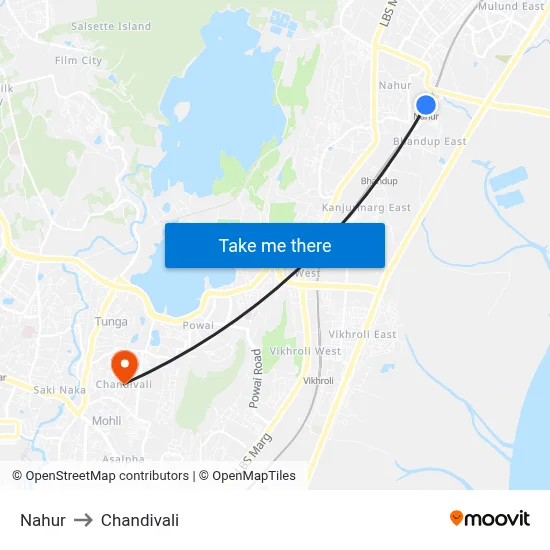 Nahur to Chandivali map